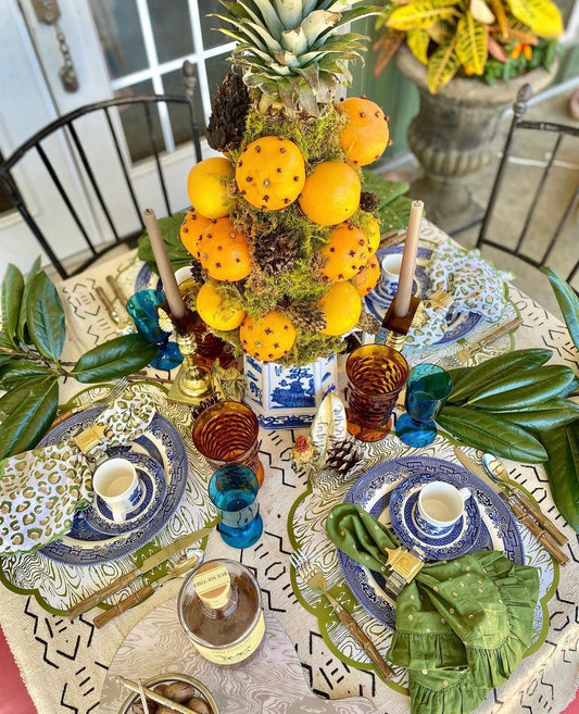 Fall Elegance: Wood Paper Placemats and DIY Orange Topiary