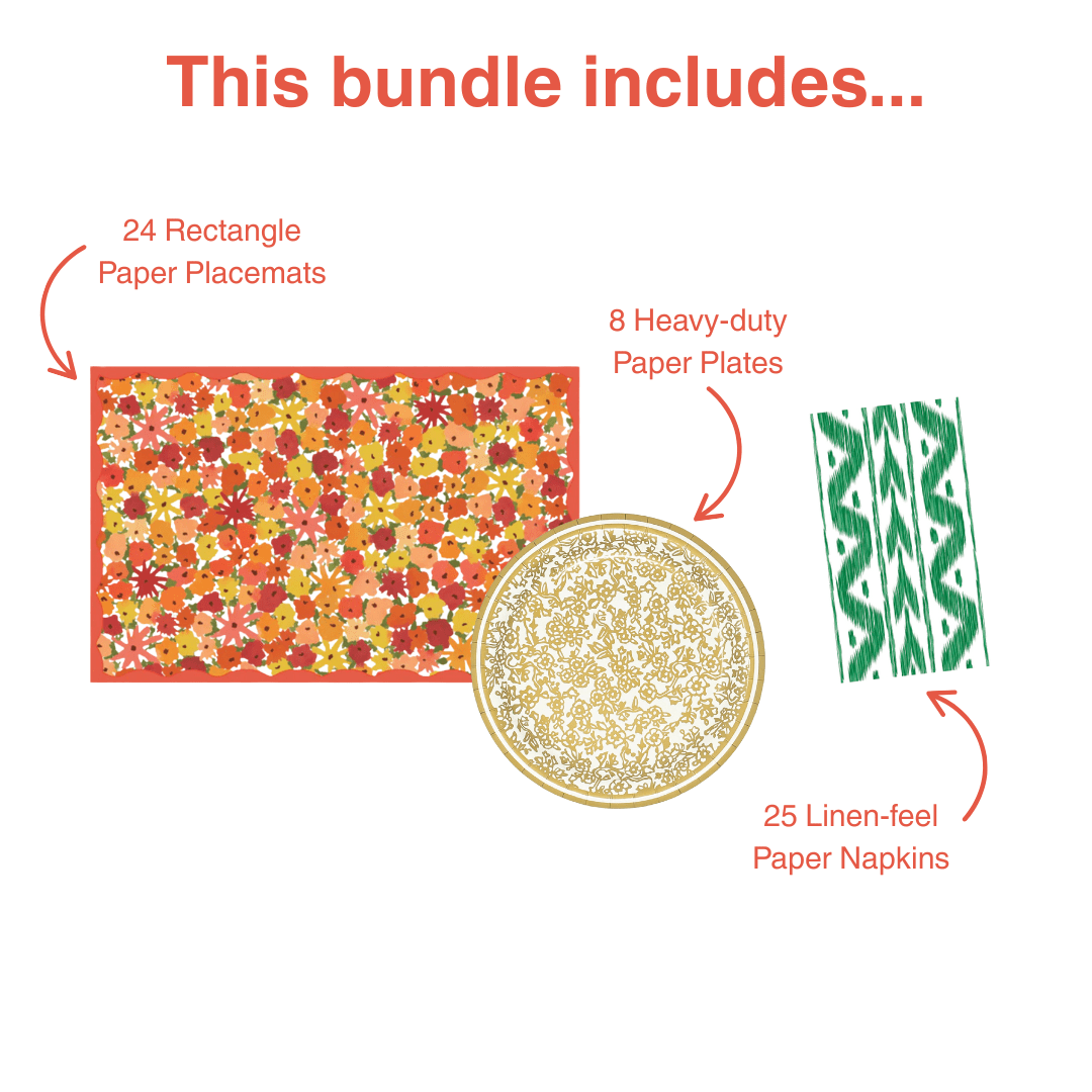 Fall Florals Table Bundle (Placemats + Plates + Napkins)