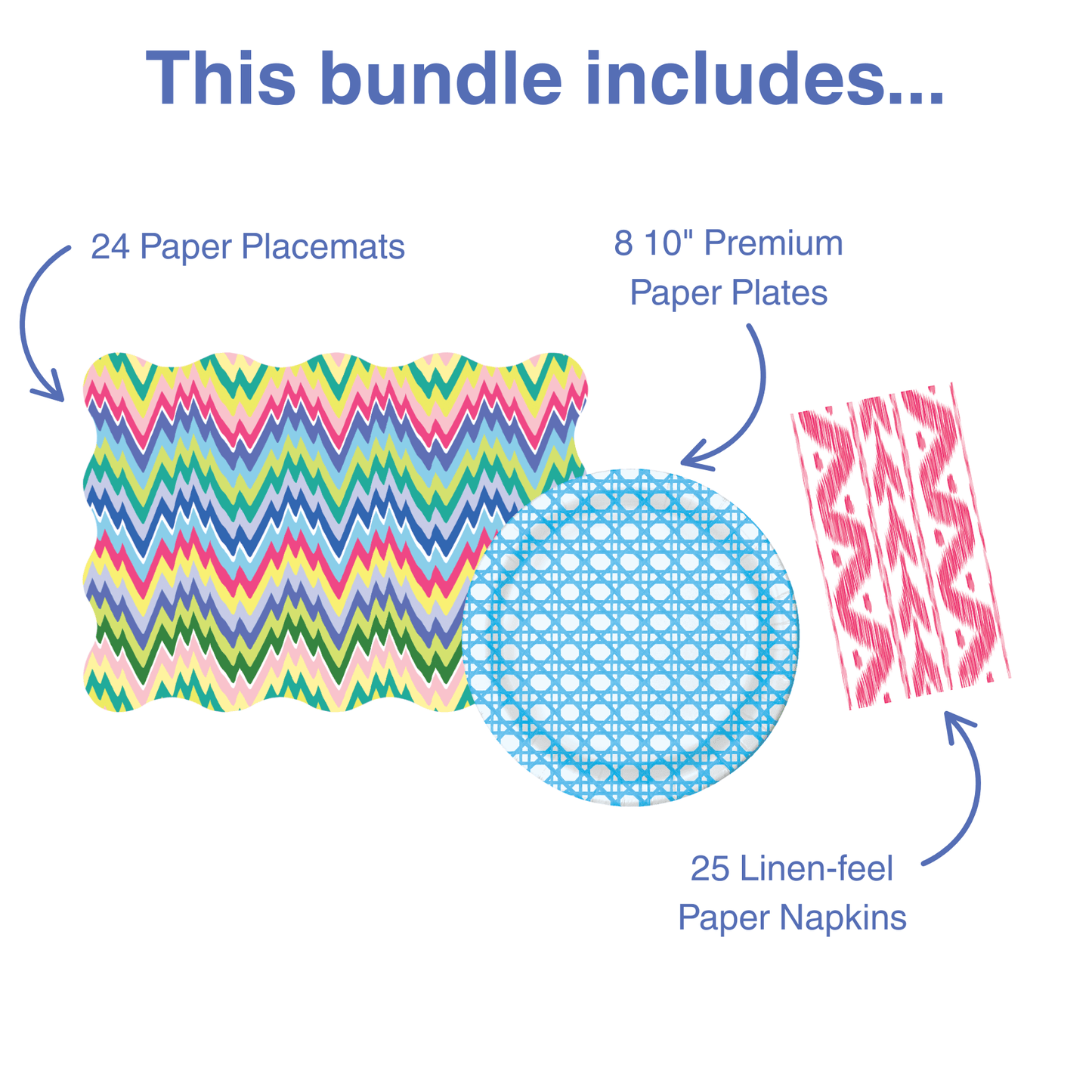 Zigzag Full Tabletop Bundle 2 (Placemats, 10" Plates, Napkins)