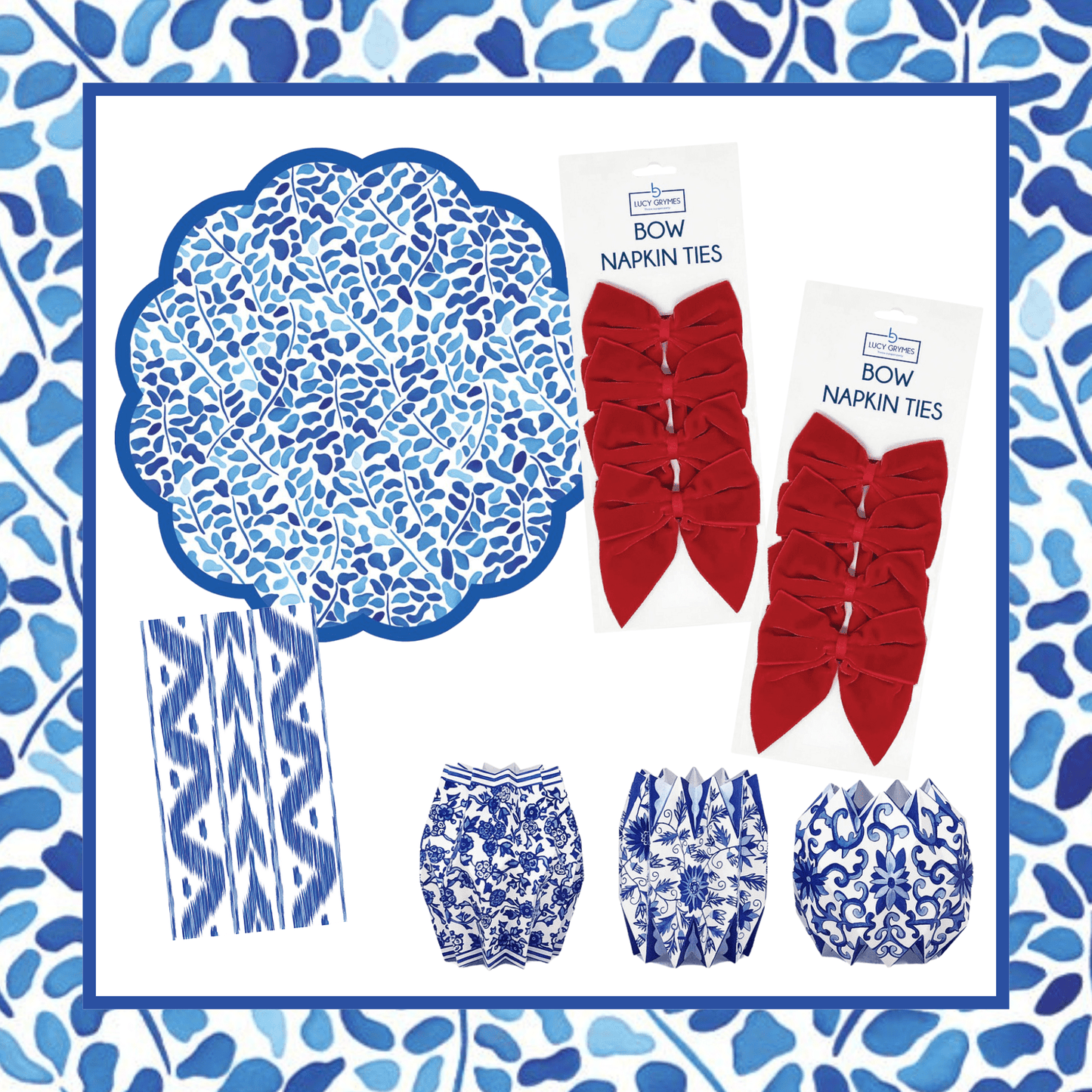 Kaleidoscope 4th of July Table Bundle (Placemats + Bows + Napkins + Vase Wraps)