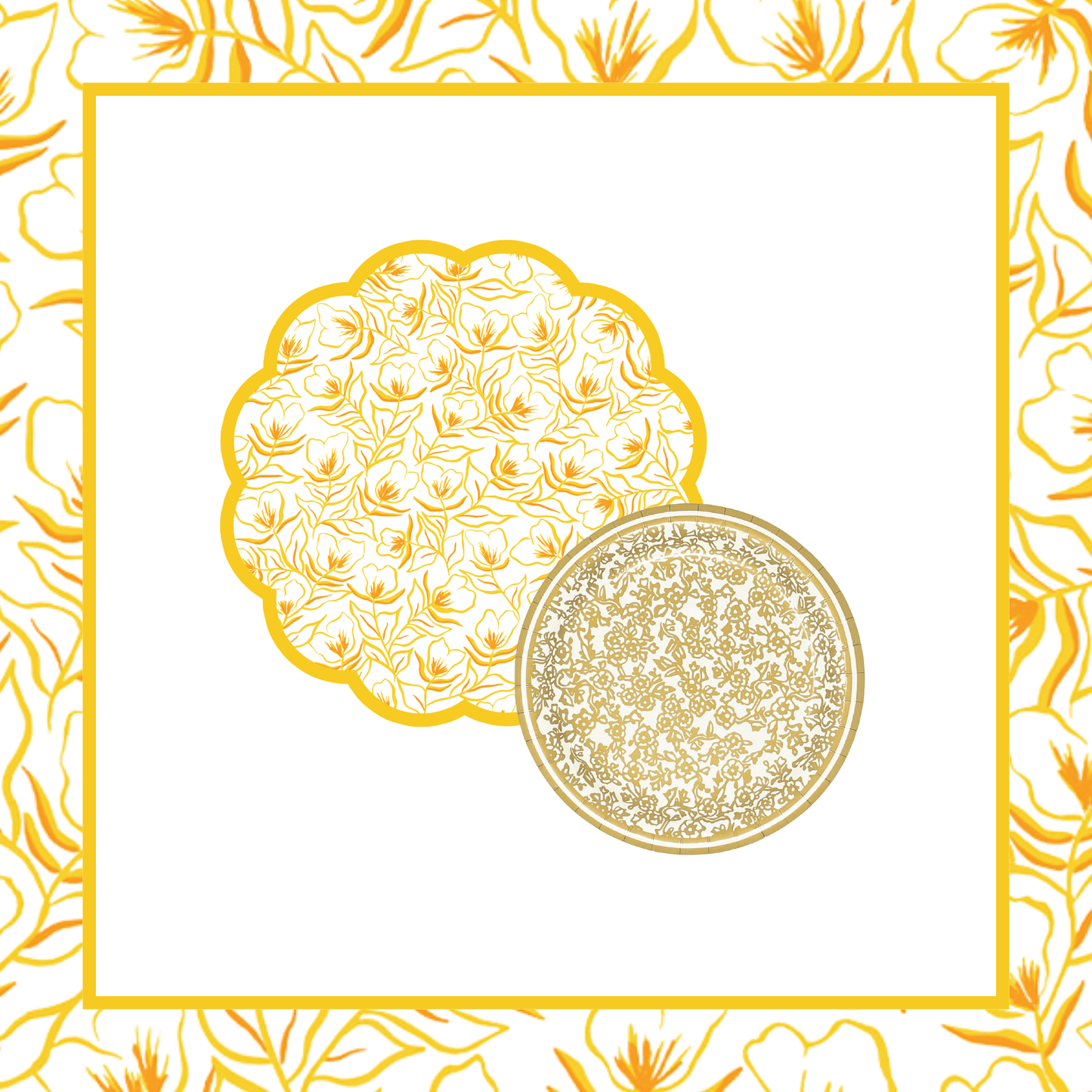 Golden Flower Table Bundle (Placemats + Plates)