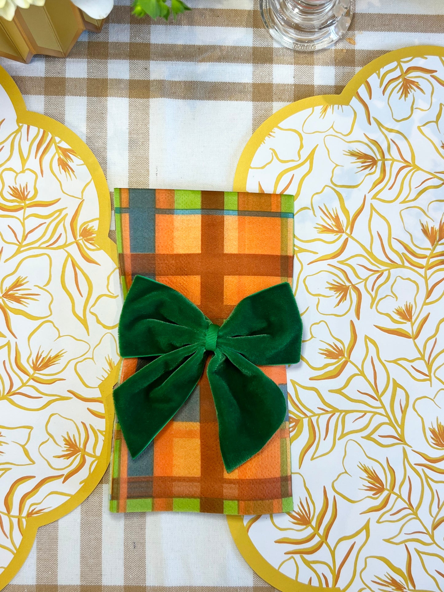 Fall Plaid Linen-feel Paper Dinner Napkins / Guest Towels