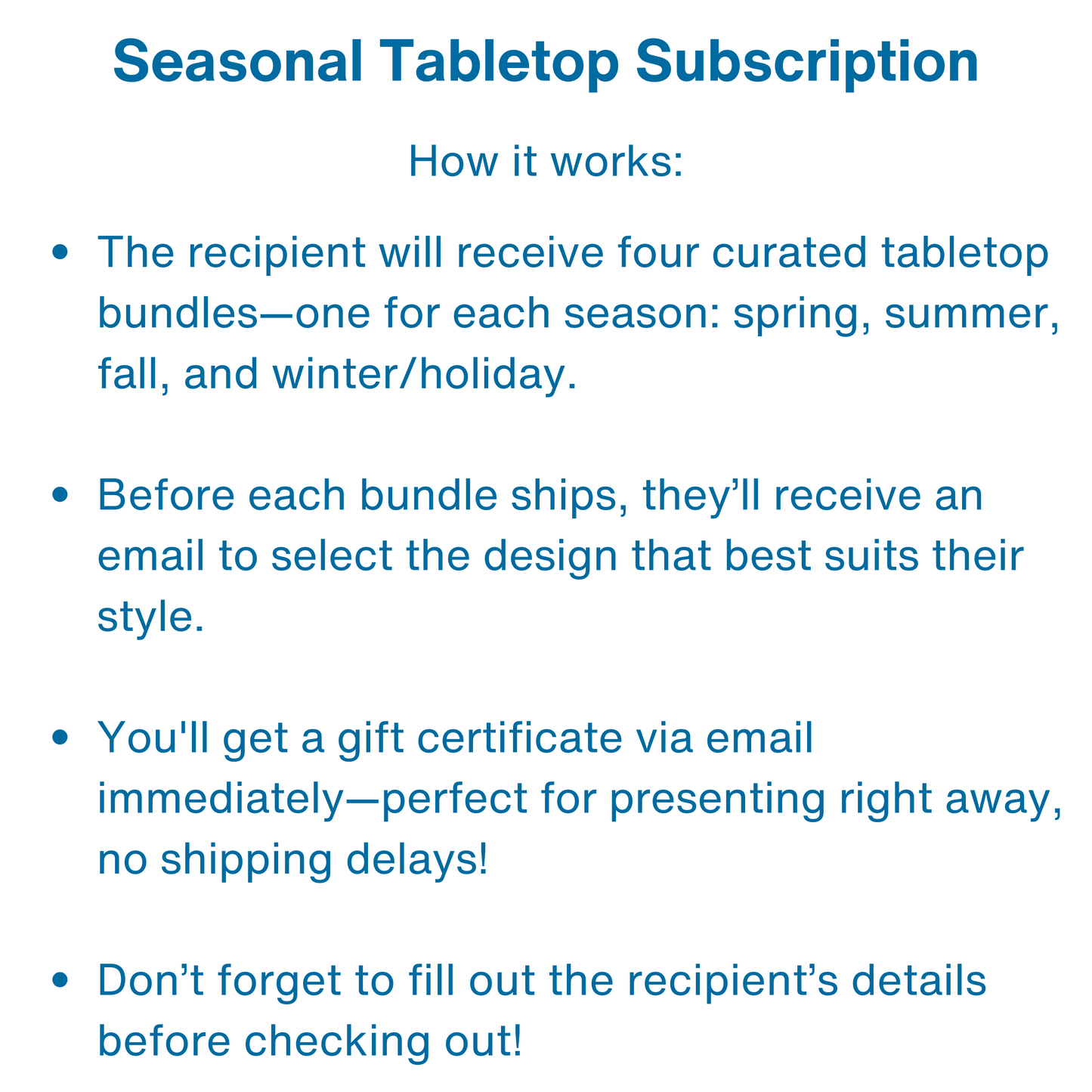 Seasonal Tabletop Subscription