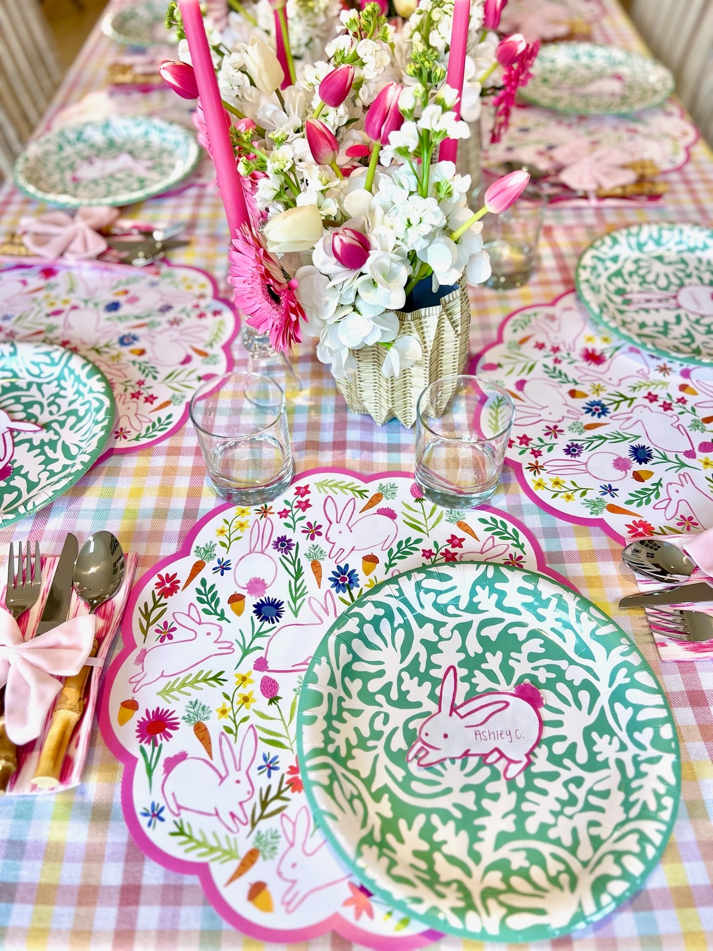 Bunny Garden Table Bundle (Placemats + Plates + Napkins)
