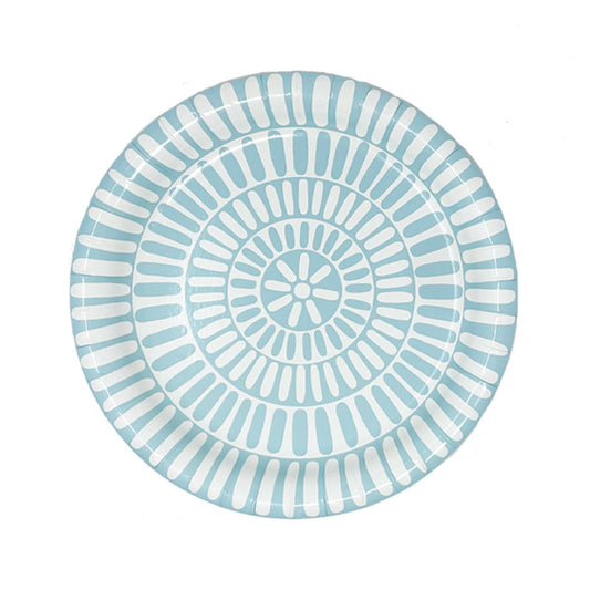 Heavy duty paper plate with light blue and white pattern