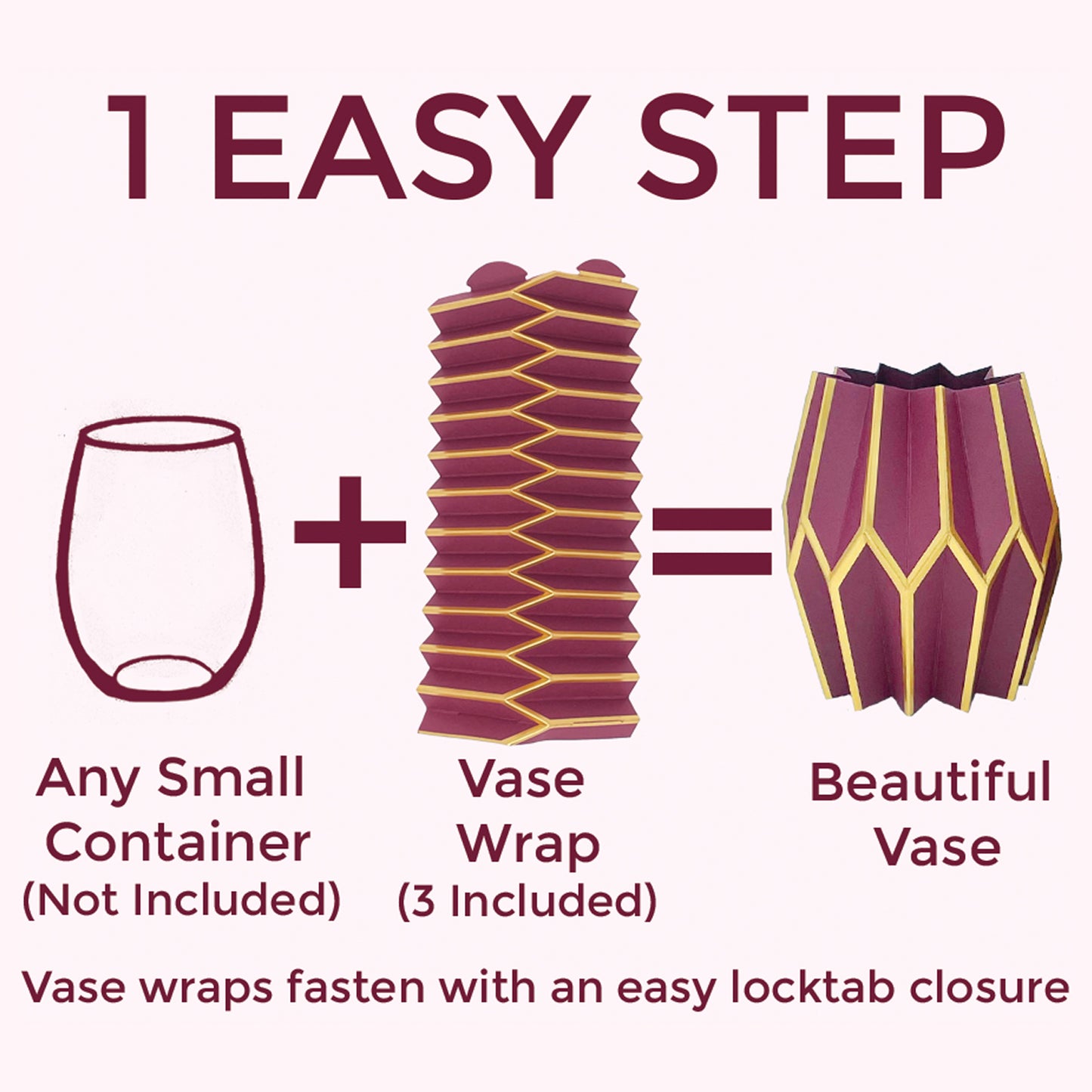 Graphic showing how to fasten paper vase wraps