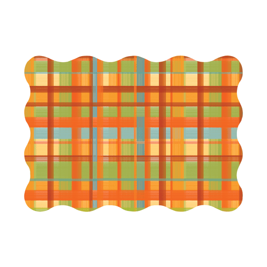 Fall Plaid Scalloped Rectangle Paper Placemats