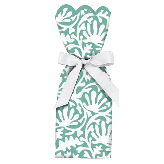 Sage wine bag kits with floral pattern and with bow