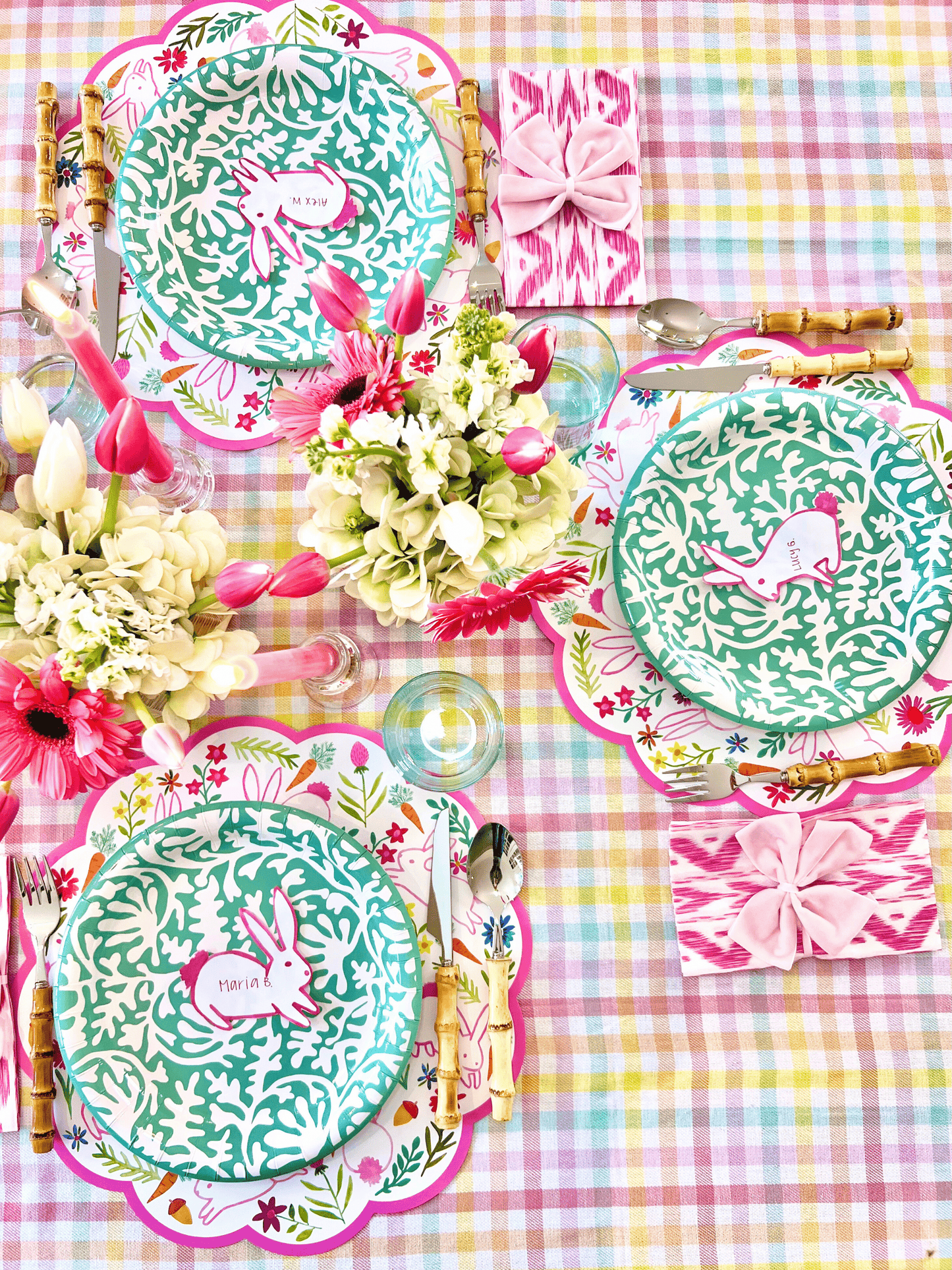 Pink Ikat Linen-feel Paper Dinner Napkins / Guest Towels