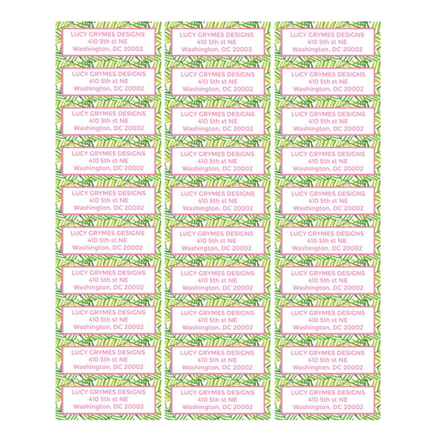 Green leaf patterned labels used as an address label