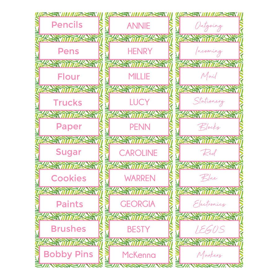 Green leaf patterned labels