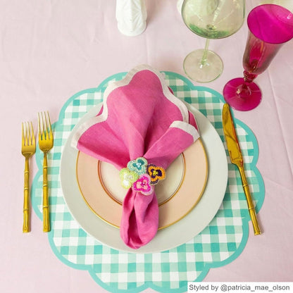 Pink and green spring place setting