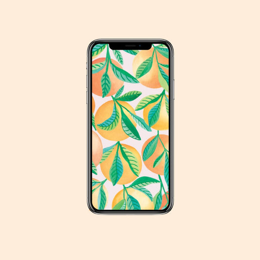 Downloadable phone wallpaper with a pattern featuring oranges
