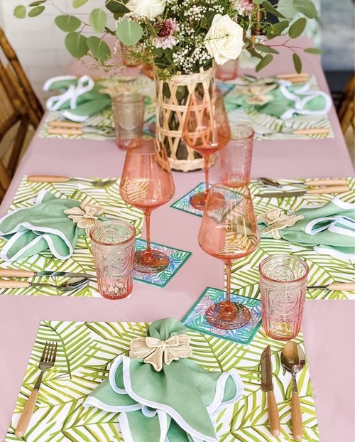 Pink and Green Tablescape