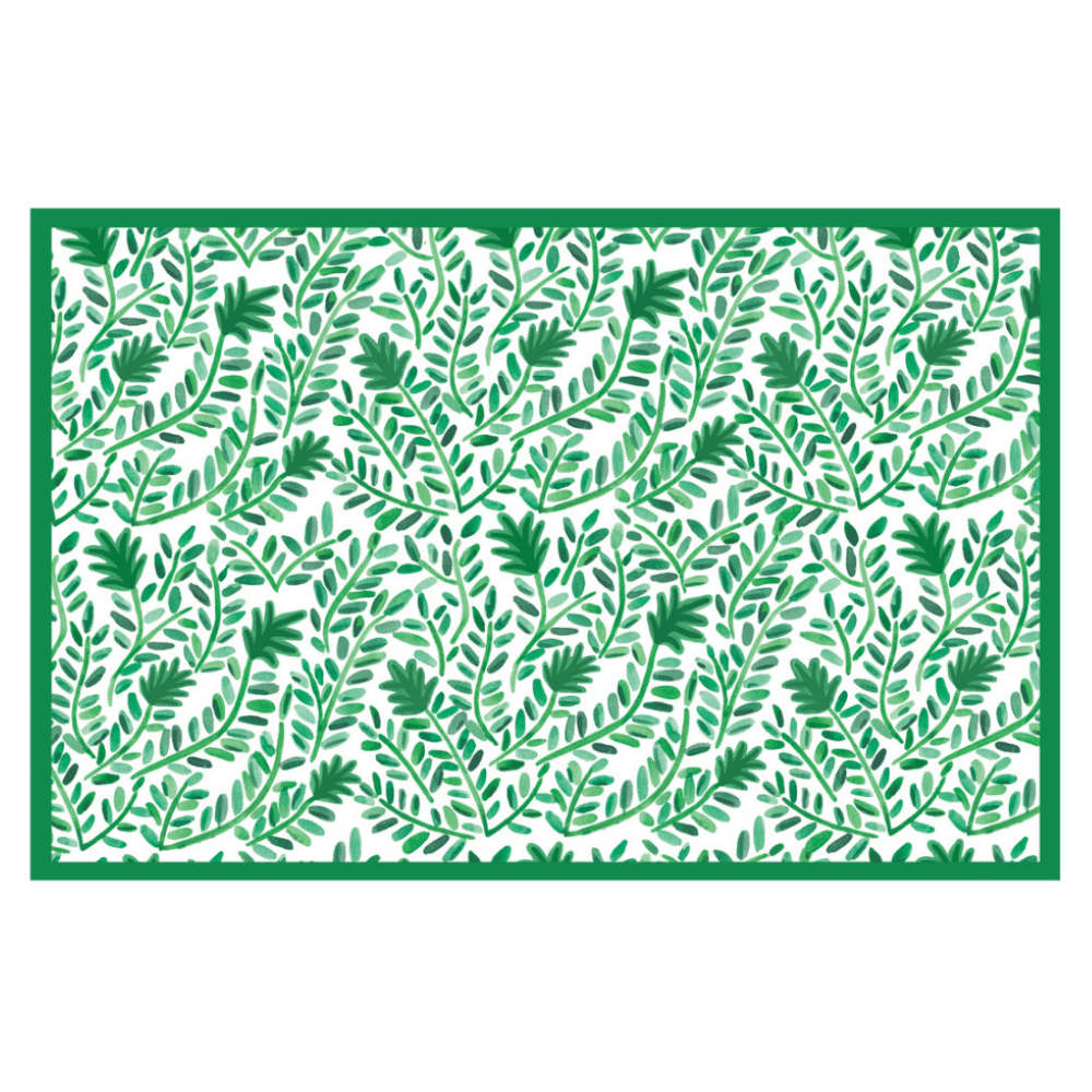 Green leaf pattern on a white background