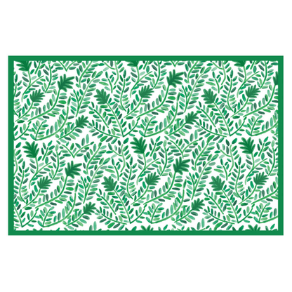 Green leaf pattern on a white background