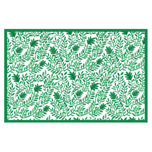 Green leaf pattern on a white background