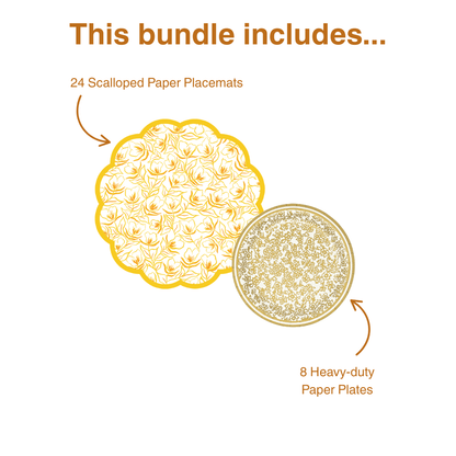 Golden Flower Table Bundle (Placemats + Plates)