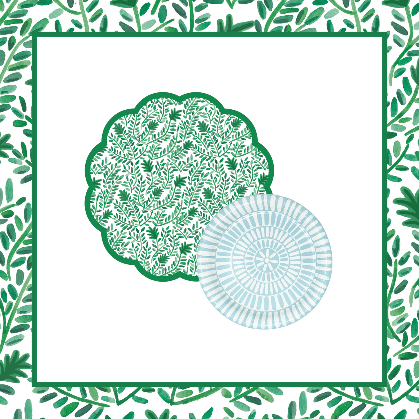 Vine Scalloped Table Bundle (Placemats + Plates)
