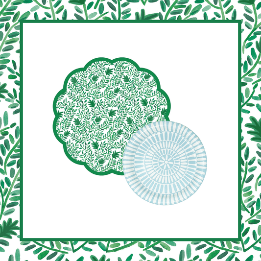 Vine Scalloped Table Bundle (Placemats + Plates)