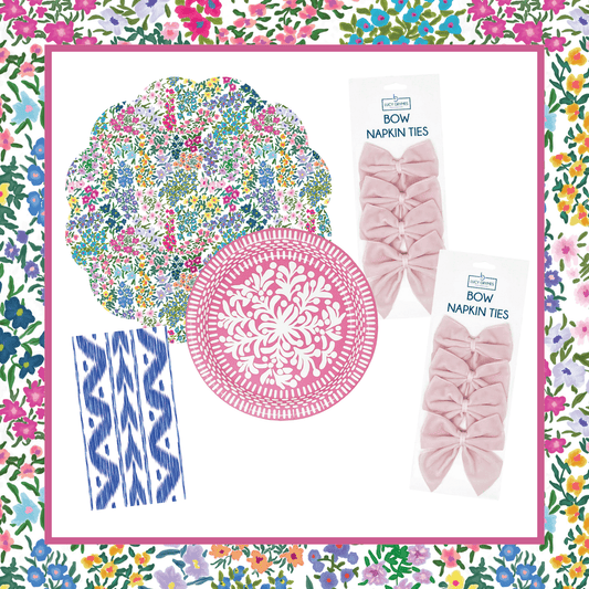 Spring Blooms Table Bundle (Placemats + Plates + Bows + Napkins)
