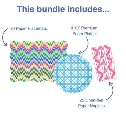 Zigzag Full Tabletop Bundle 2 (Placemats, 10" Plates, Napkins)