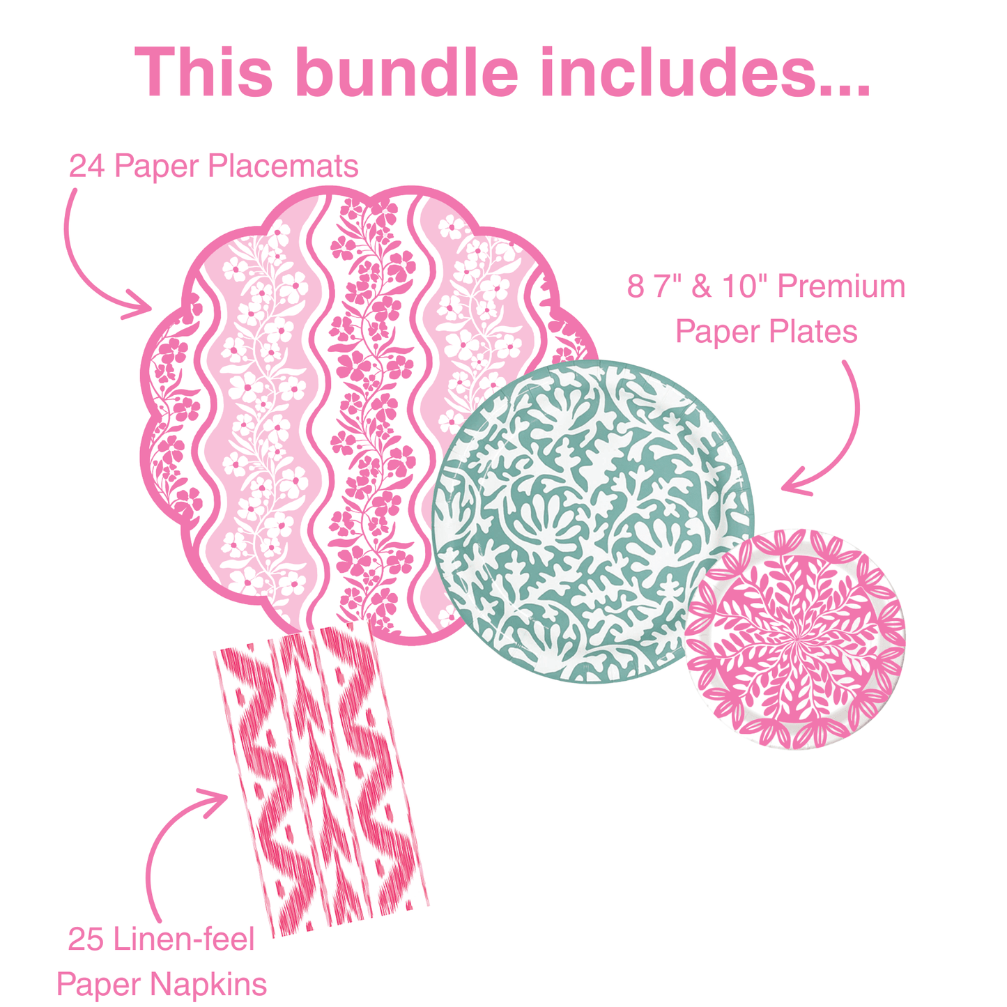Pink Posey Tabletop Bundle (Placemats, Plates, Napkins)