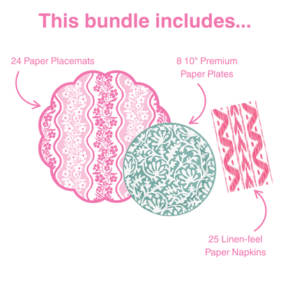 Pink Posey Tabletop Bundle (Placemats, 10" Plates, Napkins)