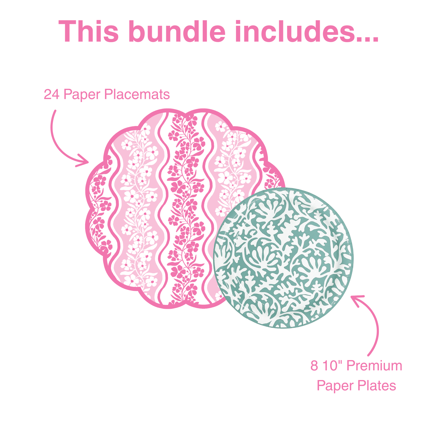 Pink Posey Tabletop Bundle (Placemats, 10" Plates)