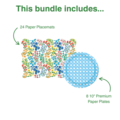 Full Bloom Tabletop Bundle (Placemats, 10" Paper Plates)