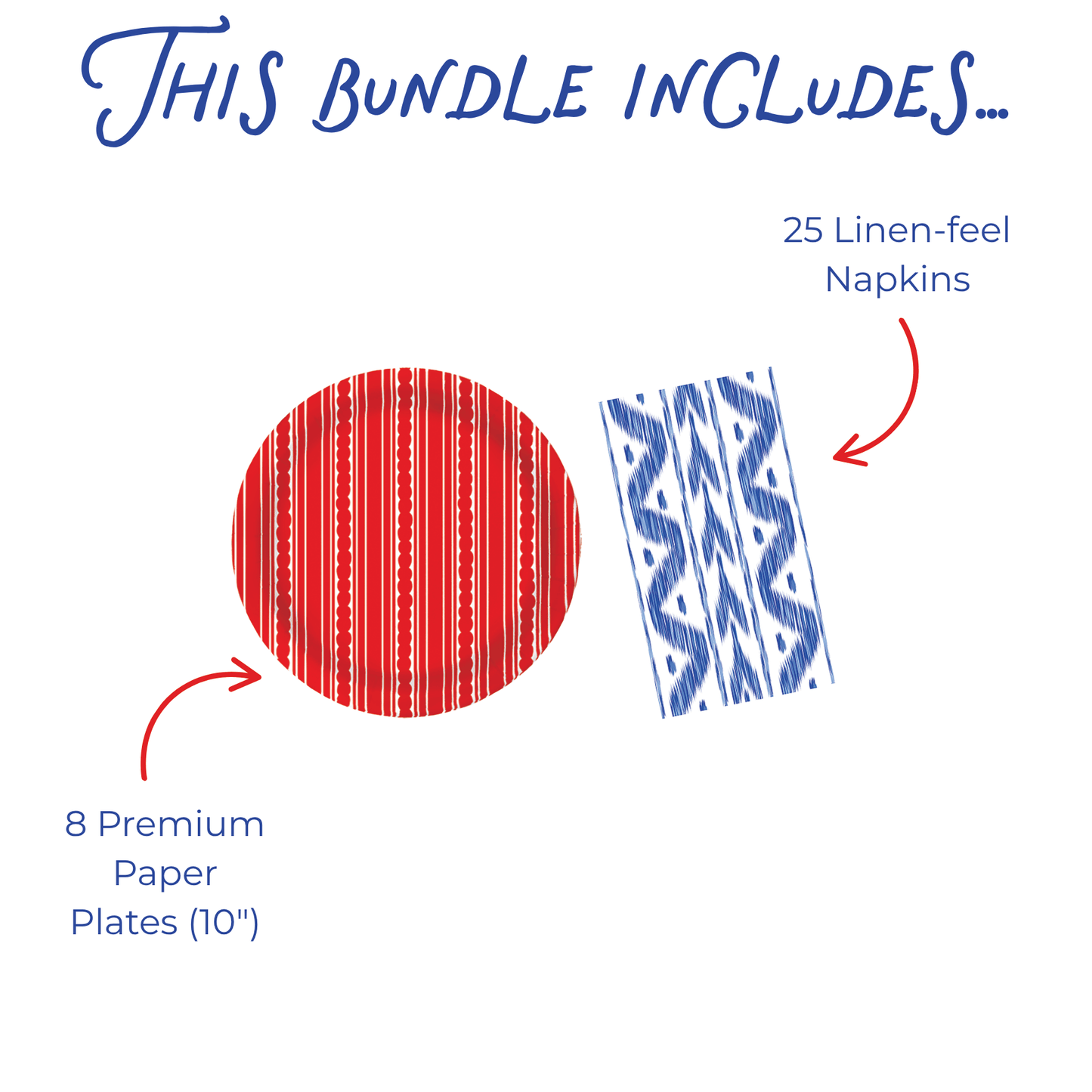 Ikat Patriotic Tabletop Bundle (Plates, Napkins)