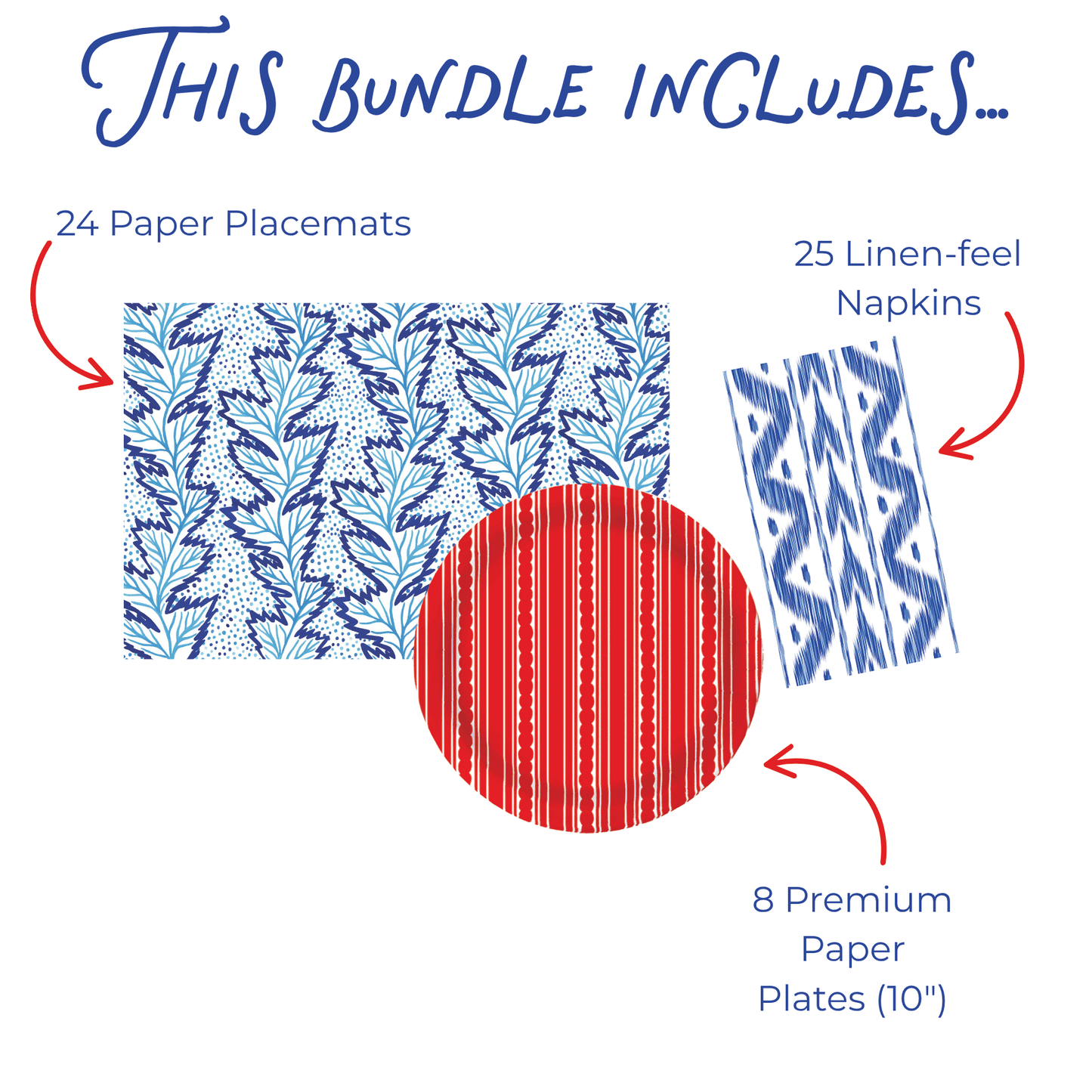 Blue Nettle Patriotic Tabletop Bundle (Placemats, Plates, Napkins)