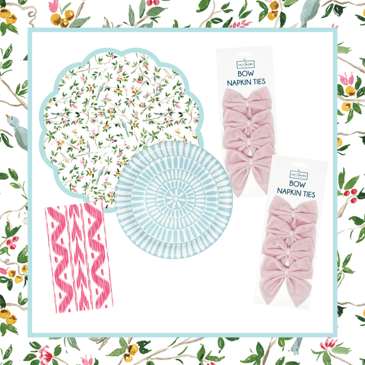 Lila ChinoiserieTable Bundle (Placemats + Plates + Bows + Napkins)