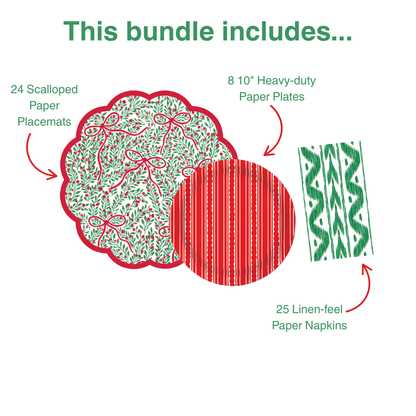 Bow Garden 1 Table Bundle (Placemats + 10" Plates + Napkins)