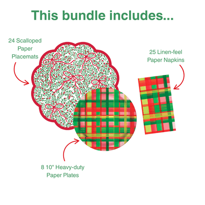 Bow Garden 2 Table Bundle (Placemats + 10" Plates + Napkins)