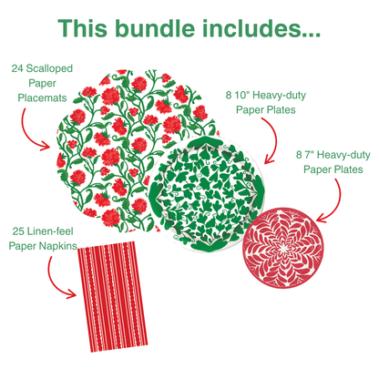 Carnation 1 Table Bundle (Placemats + 7" Plates + 10" Plates + Napkins)