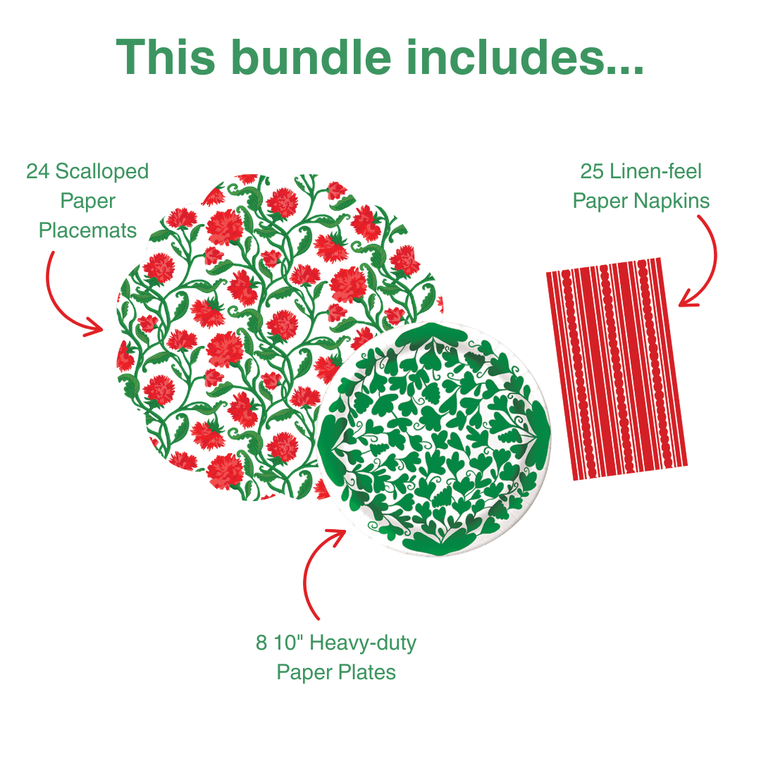 Carnation  1 Table Bundle (Placemats + 10" Plates + Napkins)