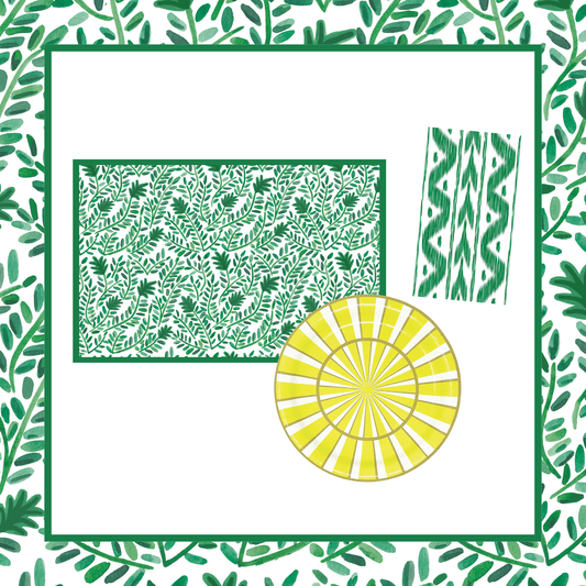 Vine Rectangle Table Bundle (Placemats + Plates + Napkins)