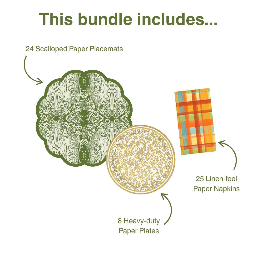 Wood Table Bundle (Placemats + Plates + Napkins)