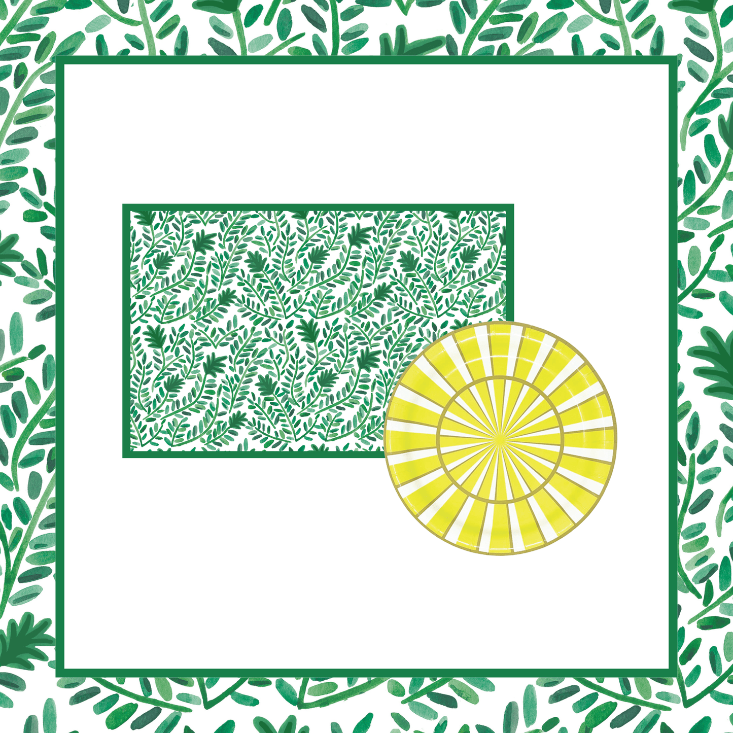 Vine Rectangle Table Bundle (Placemats + Plates)