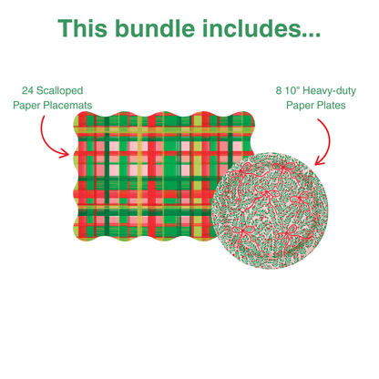 Holiday Plaid Table Bundle (Placemats + 10" Plates)