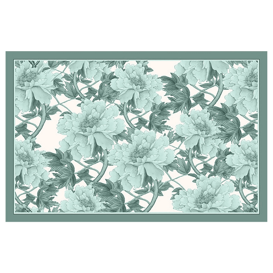Floral pattern with light green flowers on a white background
