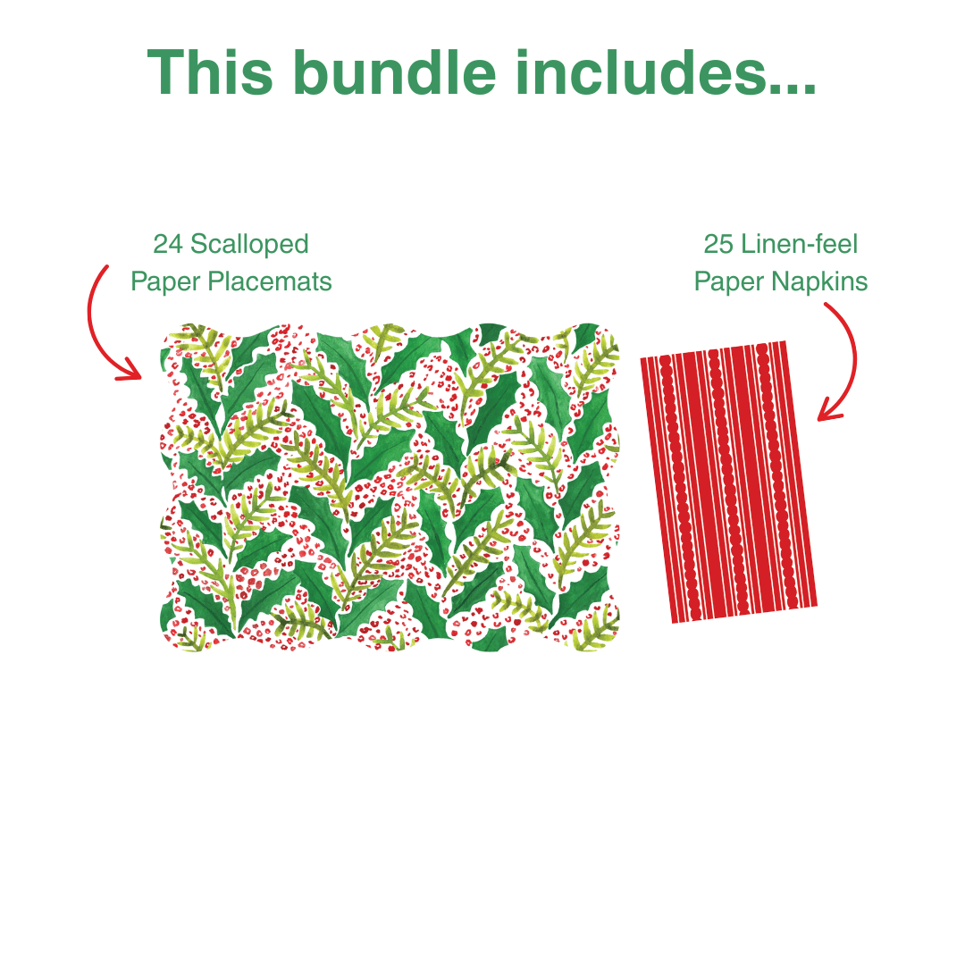 Jolly Holly 1 Table Bundle (Placemats + Napkins)