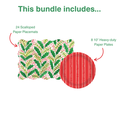 Jolly Holly 2 Table Bundle (Placemats + 10" Plates)