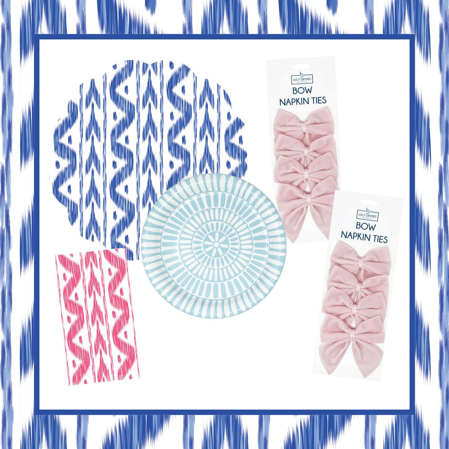 Ikat Table Bundle (Placemats + Plates + Bows + Napkins)