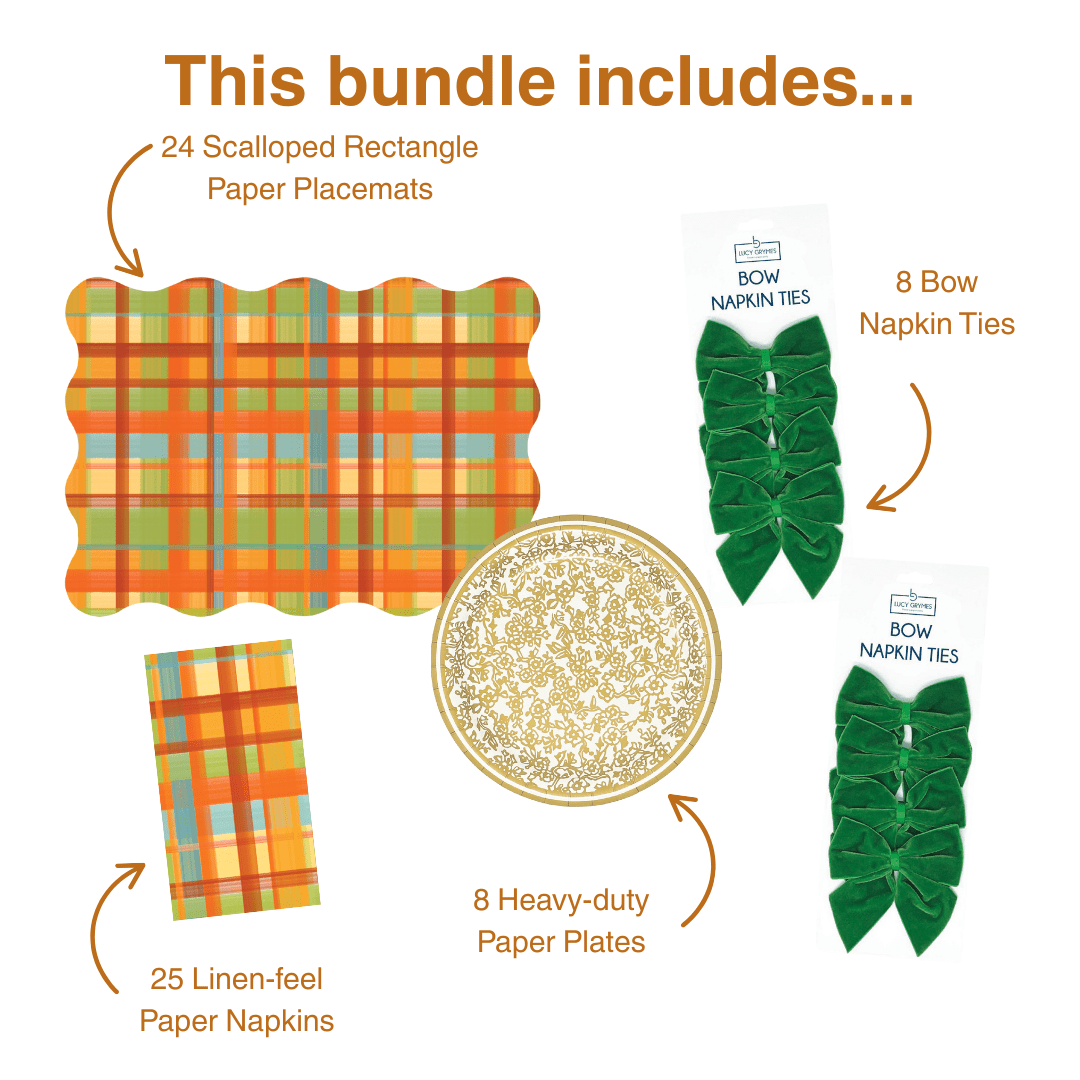 Fall Plaid Table Bundle (Placemats + Plates + Bows + Napkins)