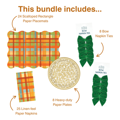 Fall Plaid Table Bundle (Placemats + Plates + Bows + Napkins)