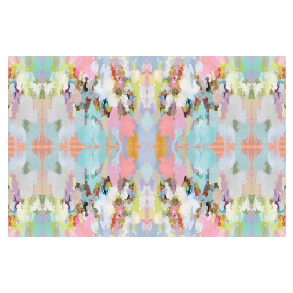 Colorful abstract pattern with people on a white background