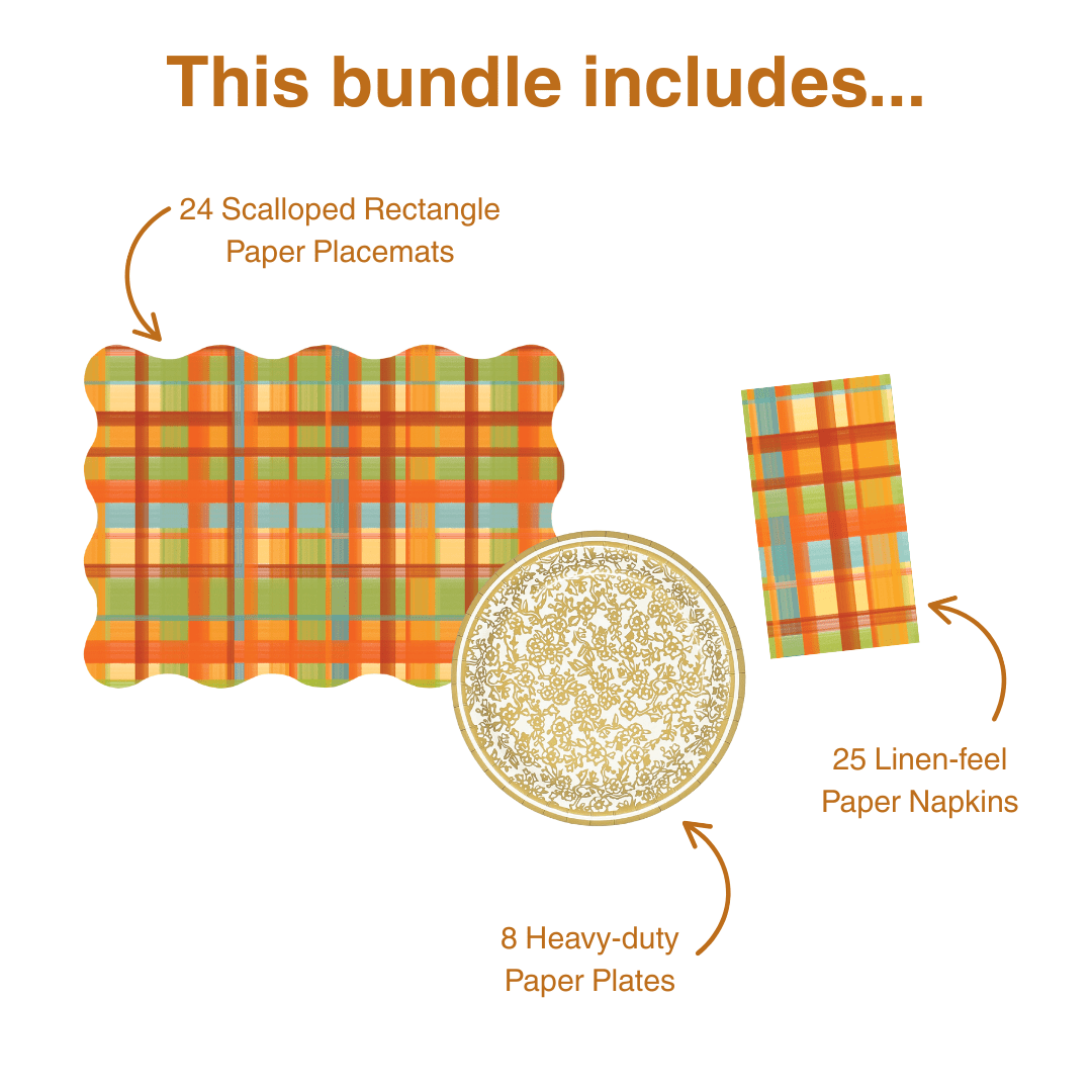 Fall Plaid Table Bundle (Placemats + Plates + Napkins)