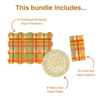 Fall Plaid Table Bundle (Placemats + Plates + Napkins)